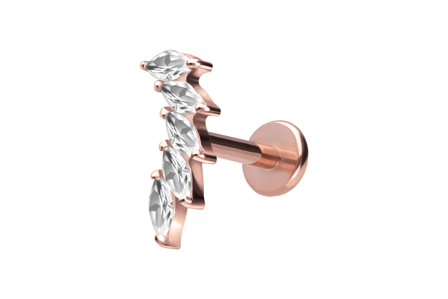 Titan Labret Piercing mit Push Fit 5 EINGEFASSTE KRISTALLTROPFEN